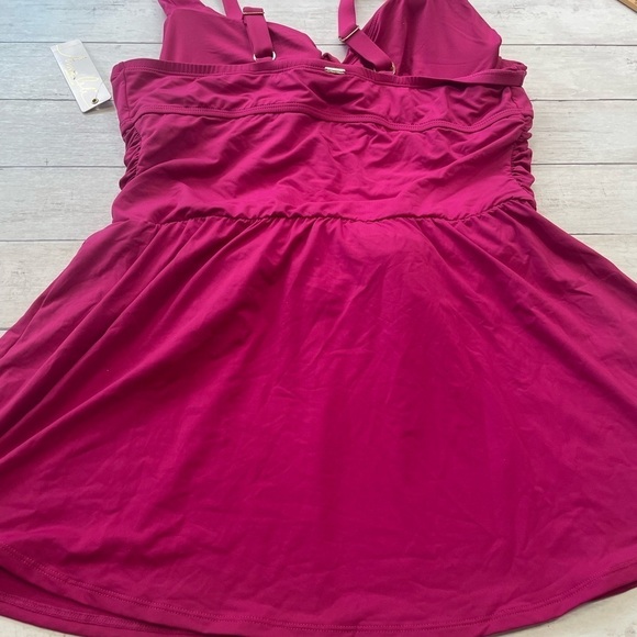 Anne Cole Signature Womens Plus Size Live In Color Underwire Swim Dress 16W - Picture 7 of 11